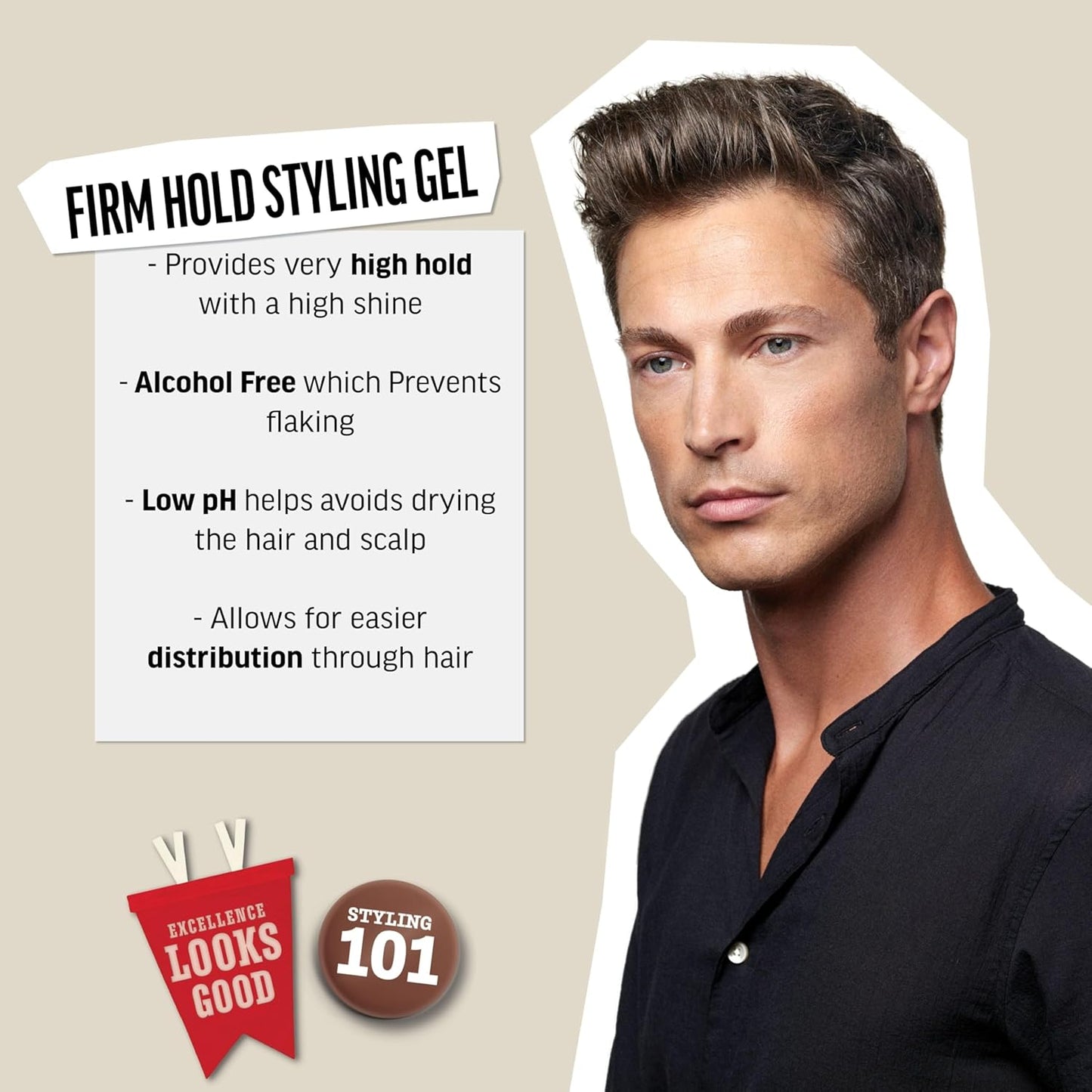 Men'S Hair Gel, Firm Hold, Non-Flaking Styling Gel, 8.4 Fl Oz