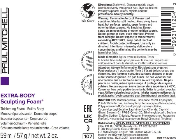 Extra-Body Sculpting Foam, Thickens + Builds Body, for Fine Hair, 2 Oz.