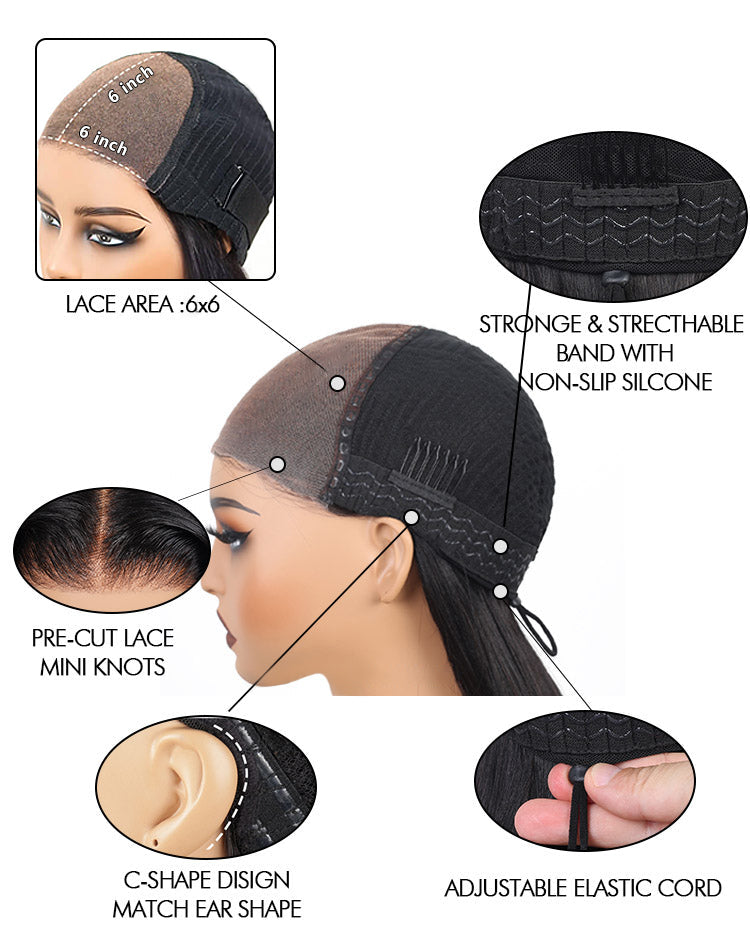 Oracluxe MINICE Ready To Go 6x6 Pre-Cut Lace Invisible Knot Glueless Wigs Pre-Bleached Water Wave Wigs